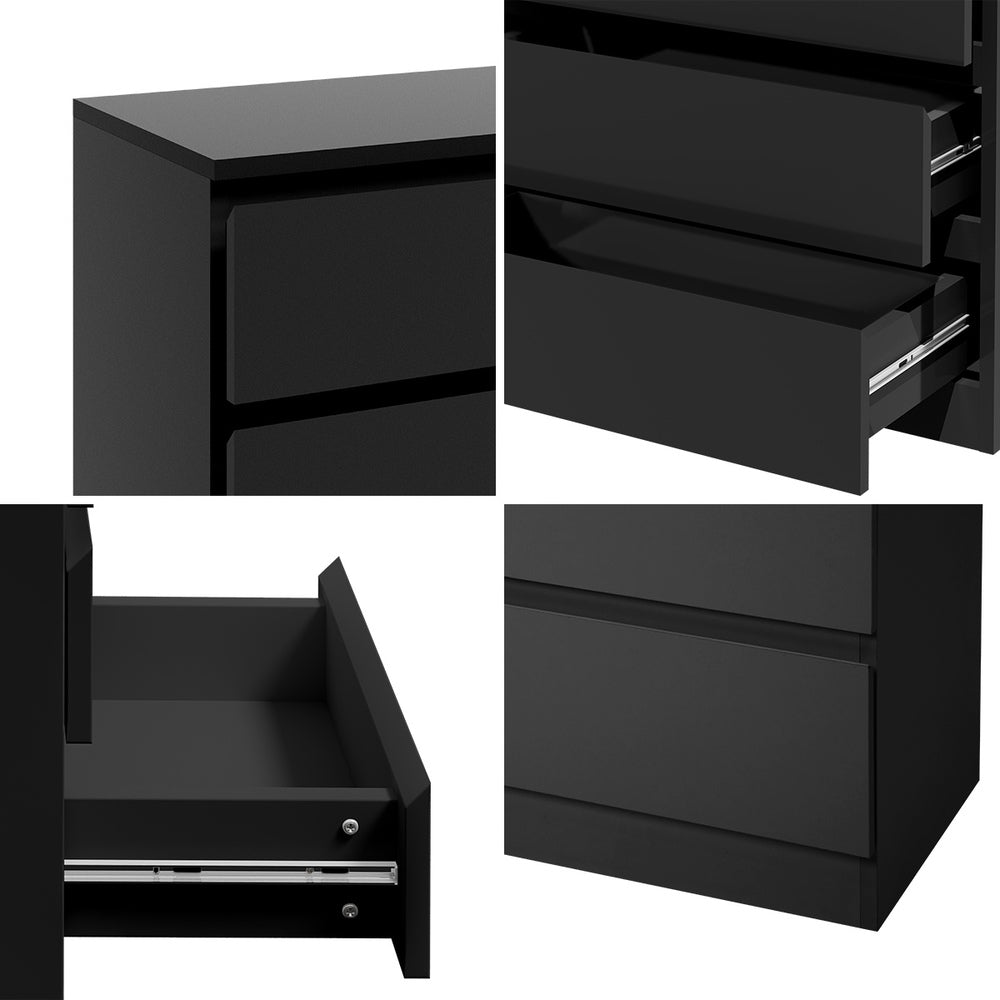 Oikiture 3 Chest of Drawers Lowboy Dresser Table Black-Chest of Drawers-PEROZ Accessories