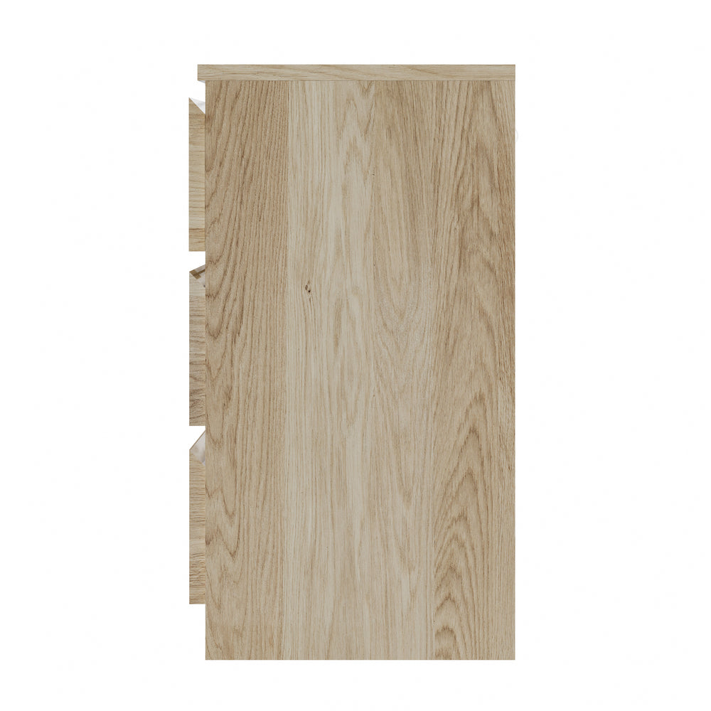 Oikiture 3 Chest of Drawers Lowboy Dresser Table Natural-Chest of Drawers-PEROZ Accessories