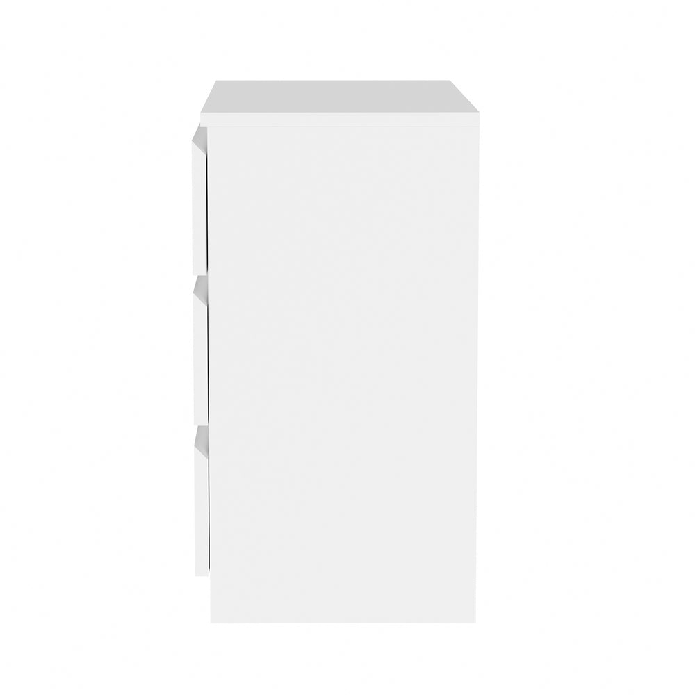 Oikiture 3 Chest of Drawers Lowboy Handle-Free White-Chest of Drawers-PEROZ Accessories
