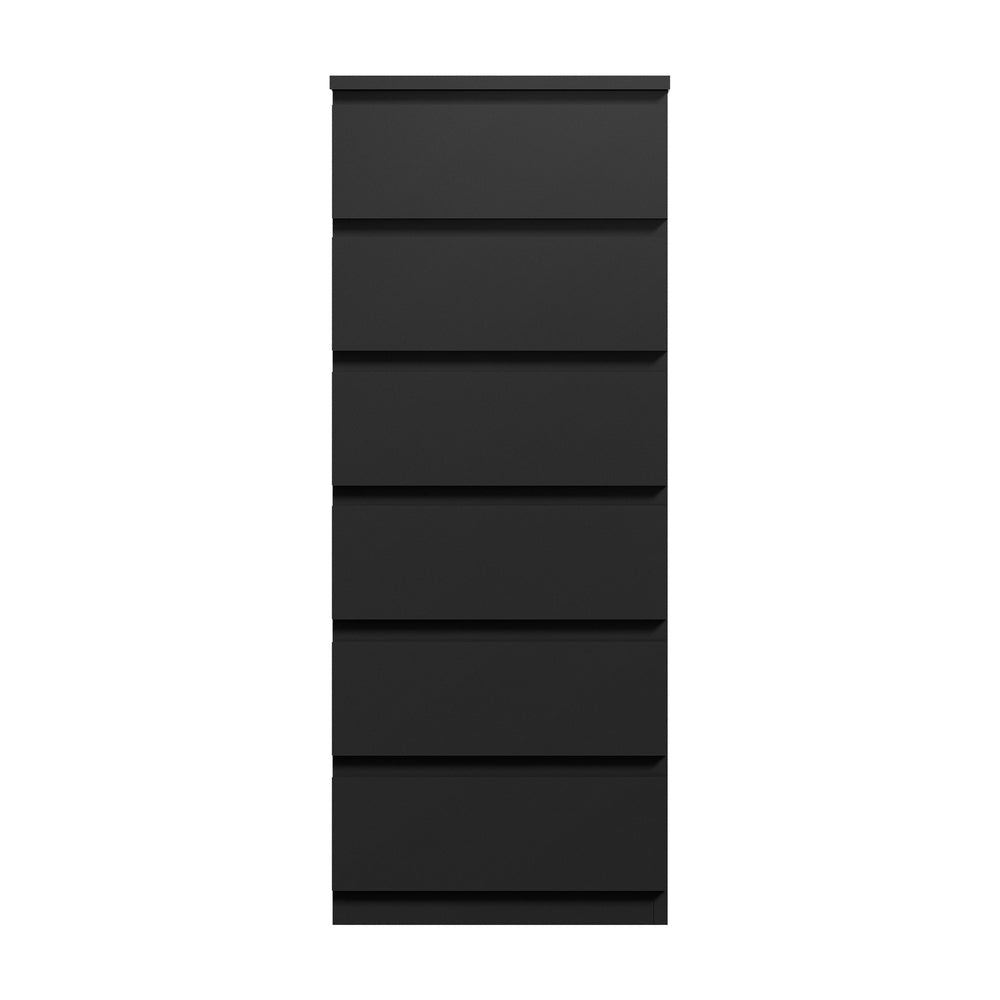 Oikiture 6 Chest of Drawers Tallboy Dresser Table Black-Chest of Drawers-PEROZ Accessories