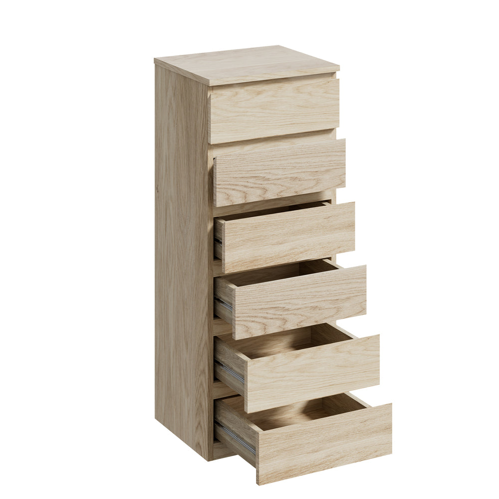 Oikiture 6 Chest of Drawers Tallboy Dresser Table Natural-Chest of Drawers-PEROZ Accessories