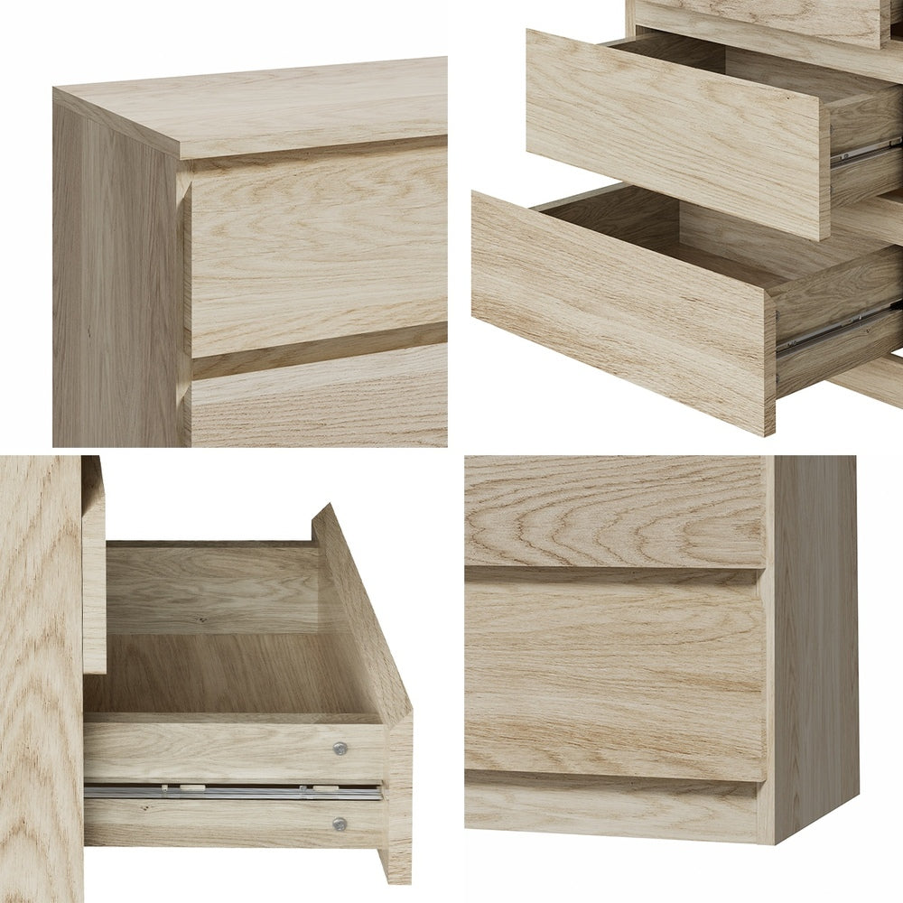 Oikiture 6 Chest of Drawers Tallboy Dresser Table Natural-Chest of Drawers-PEROZ Accessories