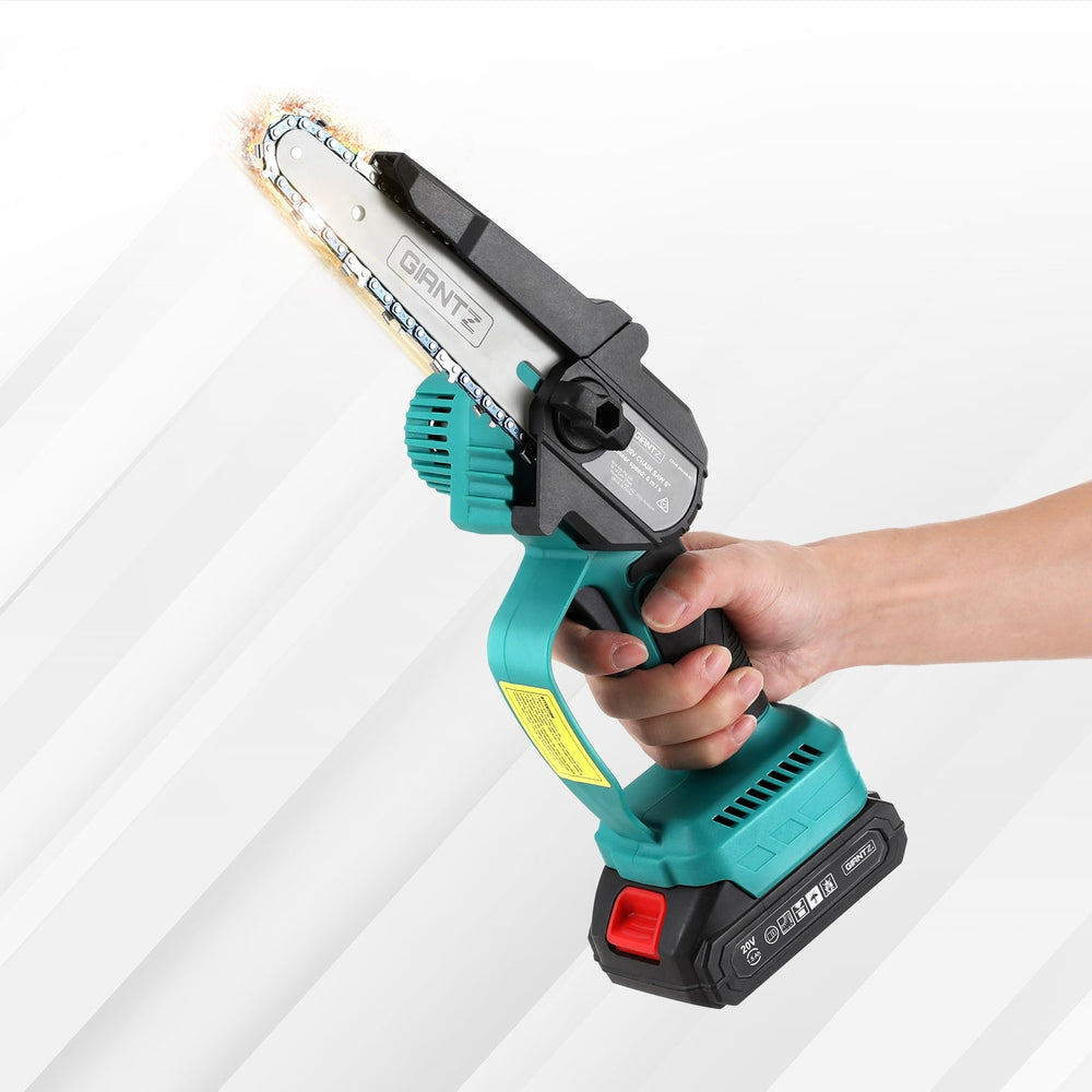 Giantz 6" Mini Cordless Electric Chainsaw Rechargeable Wood Cutter-Tools > Power Tools > Chainsaws-PEROZ Accessories