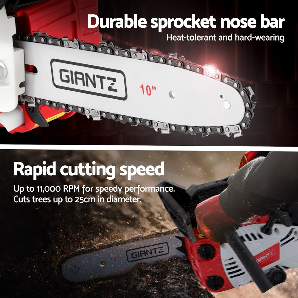 Giantz 25cc Petrol Chainsaw 10" Bar E-Start Tree Pruning Chain Saw-Tools > Power Tools > Chainsaws-PEROZ Accessories