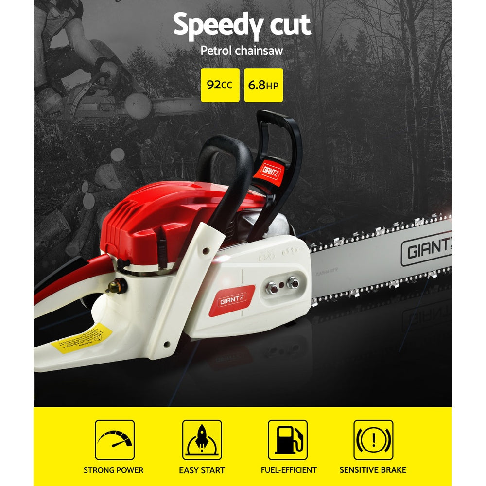 Giantz Chainsaw Petrol 92CC 24" Bar Commercial E-Start Pruning Chain Saw,Giantz Chainsaw Petrol 92CC 24" Bar Commercial E-Start Pruning Chain Saw 6.8HP-Tools > Industrial Tools-PEROZ Accessories