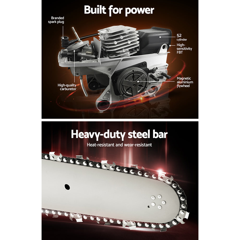 Giantz Chainsaw Petrol 92CC 24" Bar Commercial E-Start Pruning Chain Saw,Giantz Chainsaw Petrol 92CC 24" Bar Commercial E-Start Pruning Chain Saw 6.8HP-Tools > Industrial Tools-PEROZ Accessories