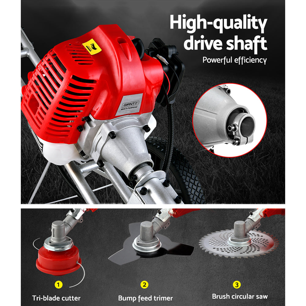 Giantz 62cc Petrol Brush Cutter Whipper Saw Trimmer 2 Stroke 3-in-1 Wheel-Tools > Power Tools-PEROZ Accessories