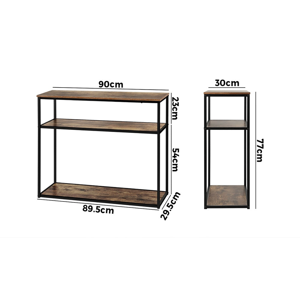 Oikiture Hall Console Table Metal Hallway Desk Entry Display Wooden Furniture-Console Tables-PEROZ Accessories