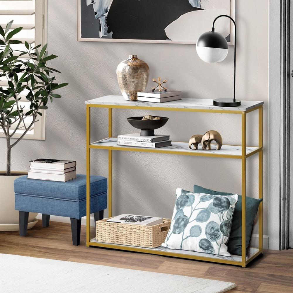 Oikiture Hall Console Table Metal Hallway Desk Entry Display Wh&GD Furniture-Console Tables-PEROZ Accessories