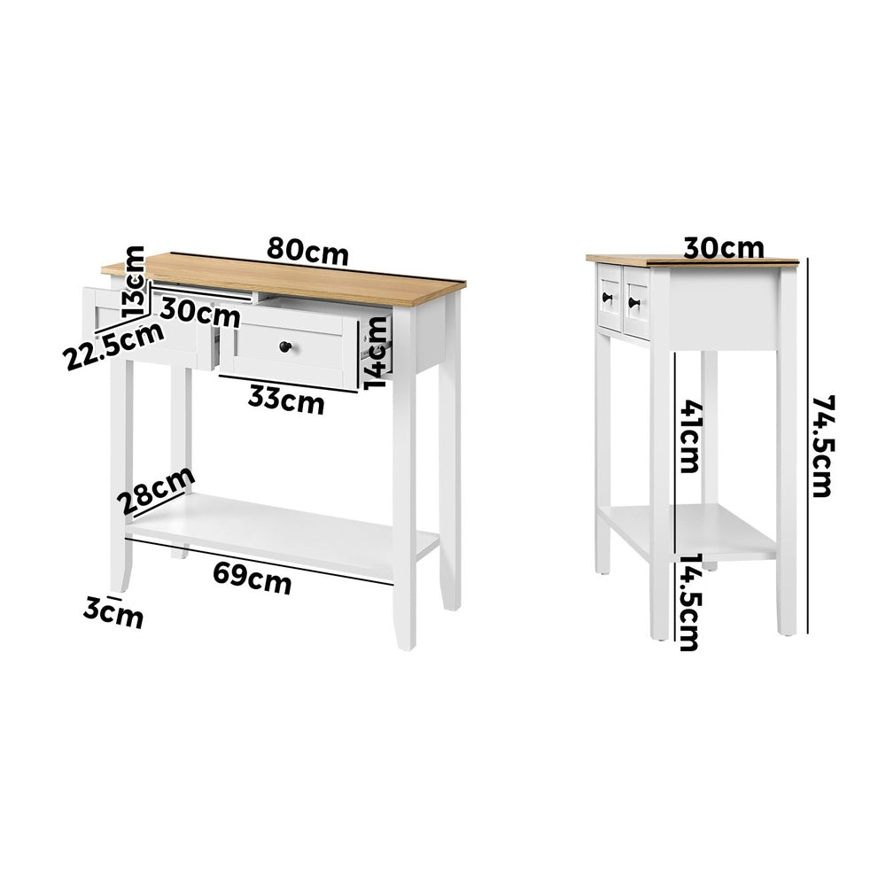 Oikiture Console Table Hallway Entry 2 Drawers Hall Side Display Shelf Desk-Console Tables-PEROZ Accessories