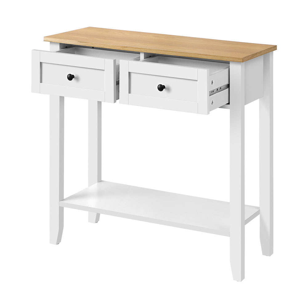 Oikiture Console Table Hallway Entry 2 Drawers Hall Side Display Shelf Desk-Console Tables-PEROZ Accessories