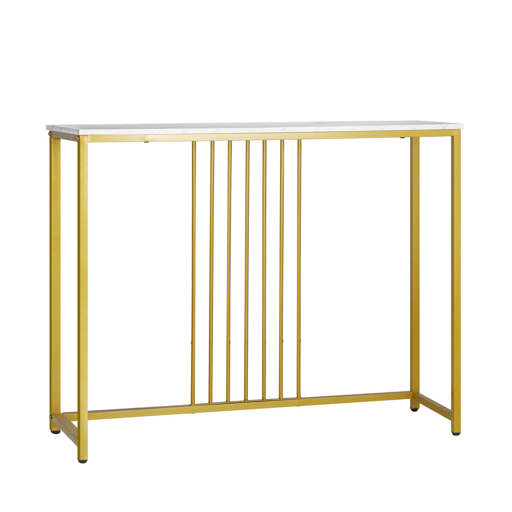 Oikiture Console Table, 95cm Entryway Tables with Marble Tabletop and Steel Frame Coffee Table Side Table End Table-Console Tables-PEROZ Accessories