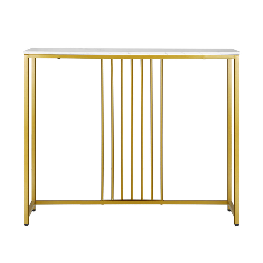 Oikiture Console Table, 95cm Entryway Tables with Marble Tabletop and Steel Frame Coffee Table Side Table End Table-Console Tables-PEROZ Accessories