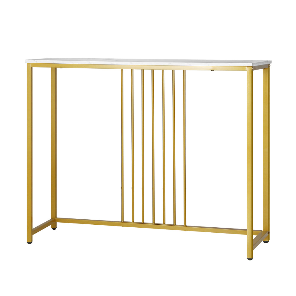 Oikiture Console Table, 95cm Entryway Tables with Marble Tabletop and Steel Frame Coffee Table Side Table End Table-Console Tables-PEROZ Accessories