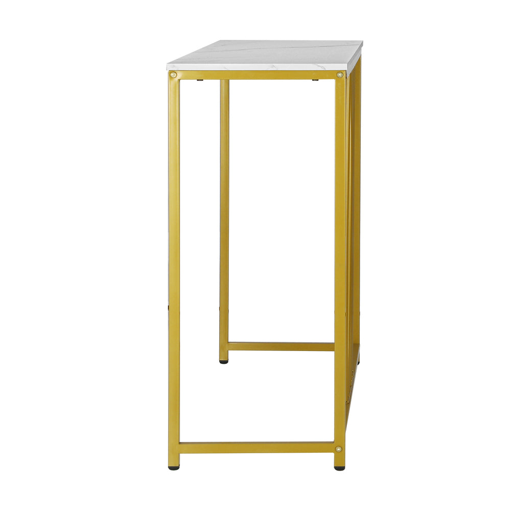 Oikiture Console Table, 95cm Entryway Tables with Marble Tabletop and Steel Frame Coffee Table Side Table End Table-Console Tables-PEROZ Accessories