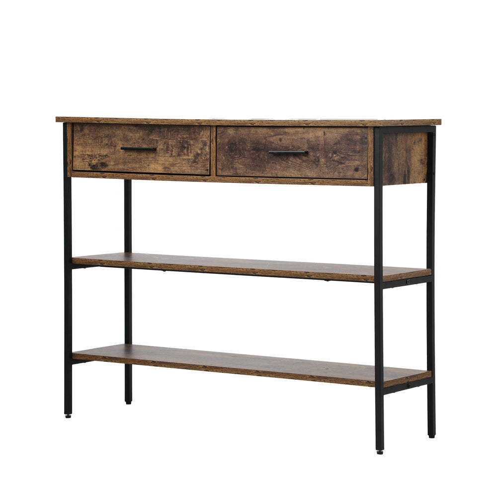 Oikiture 3-Tier Console Table with 2 Drawers-Console Table-PEROZ Accessories