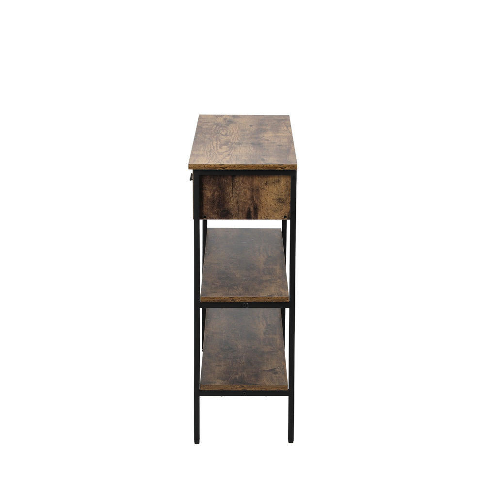 Oikiture 3-Tier Console Table with 2 Drawers-Console Table-PEROZ Accessories