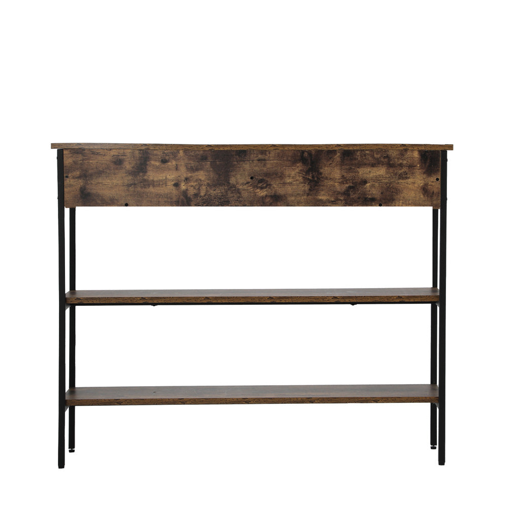 Oikiture 3-Tier Console Table with 2 Drawers-Console Table-PEROZ Accessories