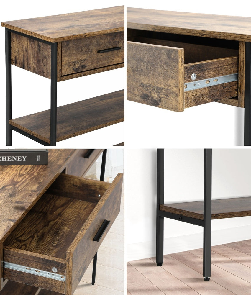 Oikiture 3-Tier Console Table with 2 Drawers-Console Table-PEROZ Accessories