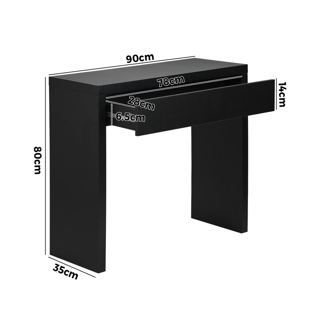 Oikiture Console Table with Drawer Black-Console Table-PEROZ Accessories