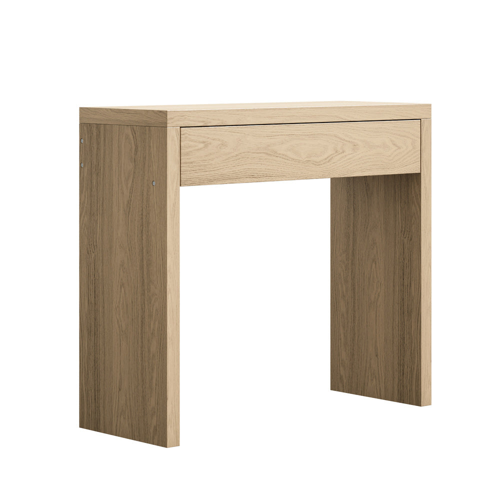 Oikiture Console Table Wood with Drawer Natural-Console Table-PEROZ Accessories