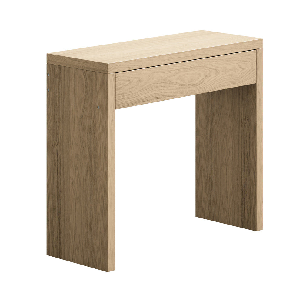 Oikiture Console Table Wood with Drawer Natural-Console Table-PEROZ Accessories