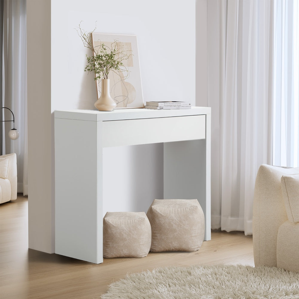 Oikiture Console Table with Drawer White-Console Table-PEROZ Accessories