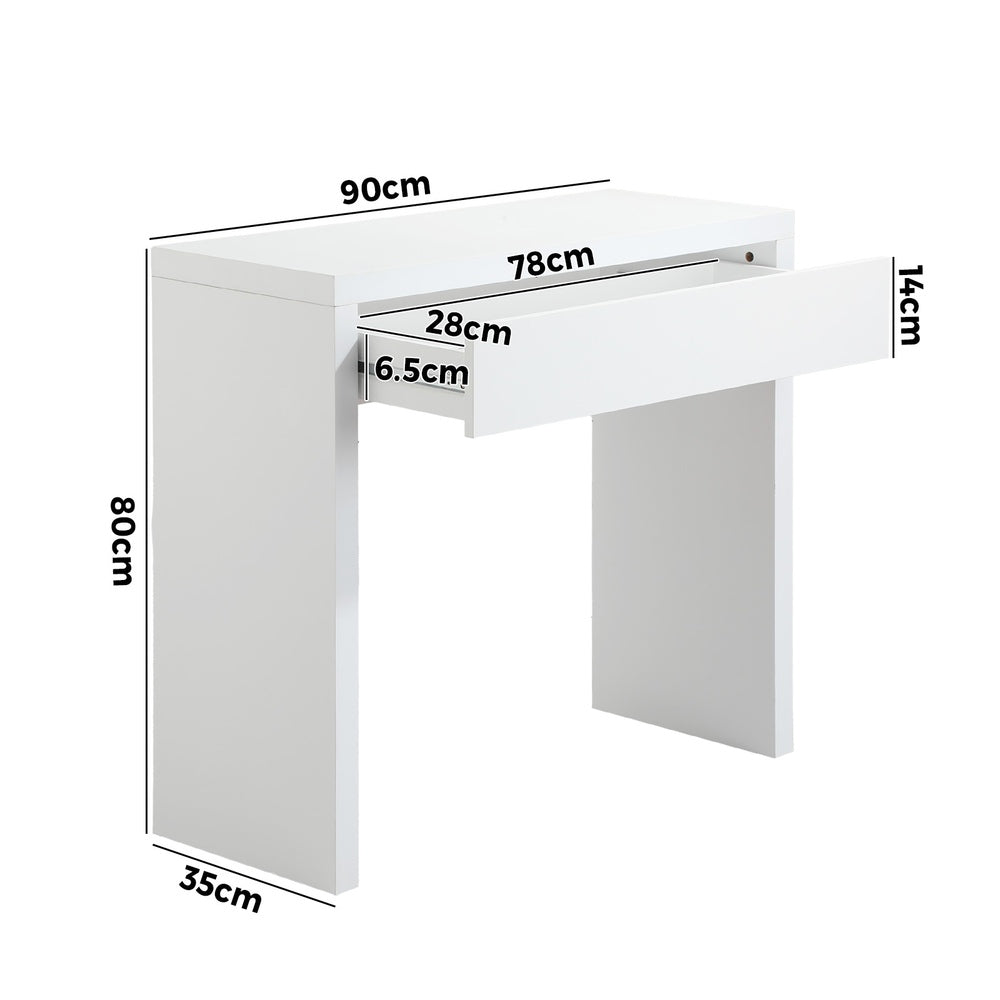 Oikiture Console Table with Drawer White-Console Table-PEROZ Accessories