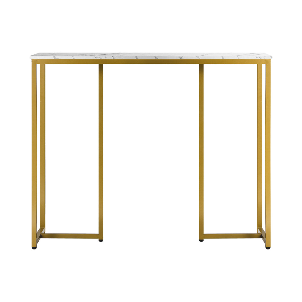 Oikiture Console Table Hallway Entry Side Tables Marble Effect Hall Display White&Gold-Console Tables-PEROZ Accessories
