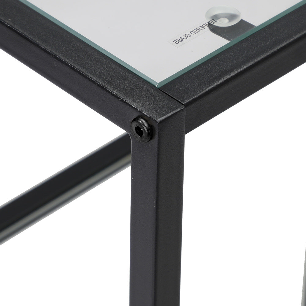 Oikiture Console Table Tempered Glass 3 Shelves Black-Console Table-PEROZ Accessories