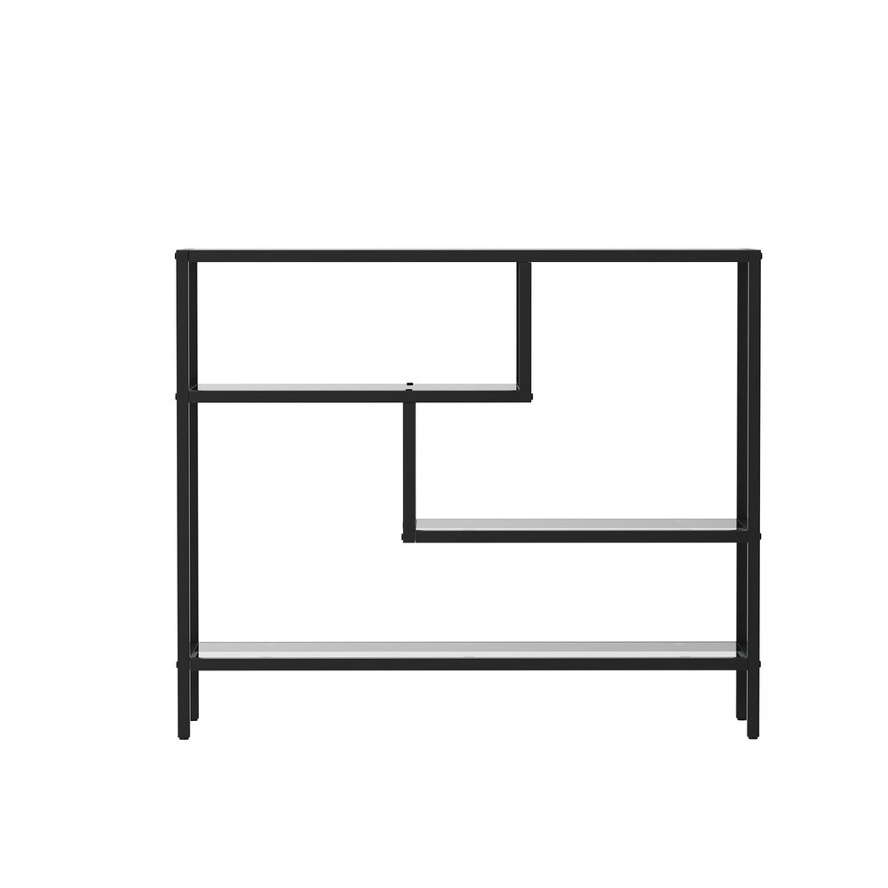 Oikiture Console Table Tempered Glass 4 Shelves Black-Console Table-PEROZ Accessories