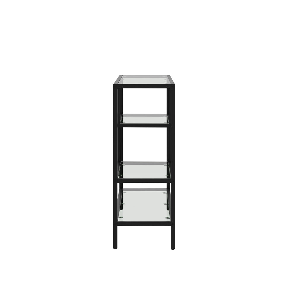 Oikiture Console Table Tempered Glass 4 Shelves Black-Console Table-PEROZ Accessories