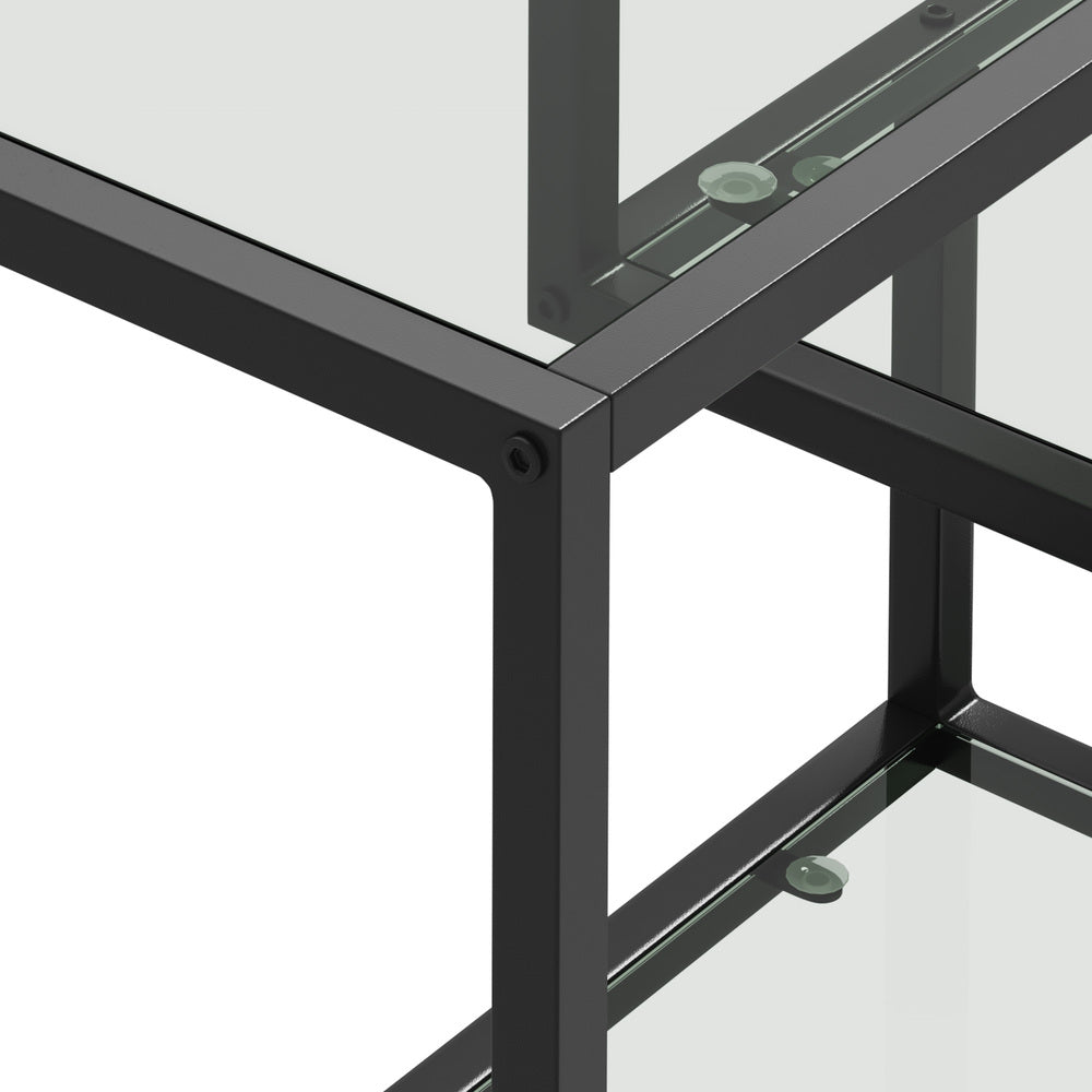 Oikiture Console Table Tempered Glass 4 Shelves Black-Console Table-PEROZ Accessories