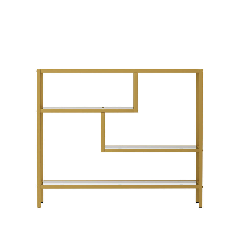 Oikiture Console Table Tempered Glass 4 Shelves Gold-Console Table-PEROZ Accessories