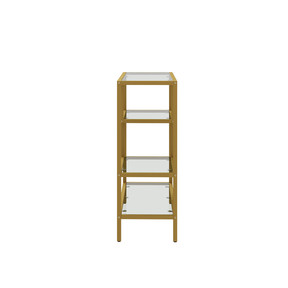 Oikiture Console Table Tempered Glass 4 Shelves Gold-Console Table-PEROZ Accessories