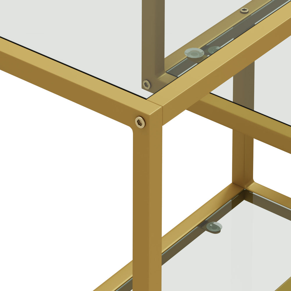Oikiture Console Table Tempered Glass 4 Shelves Gold-Console Table-PEROZ Accessories