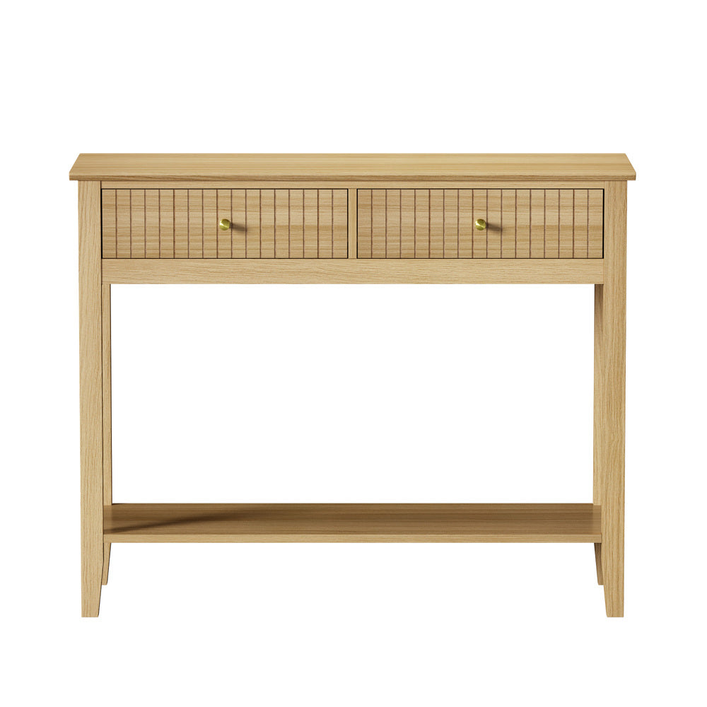 Oikiture 2-tier Console Table 100cm with 2 Storage Drawer-Console Table-PEROZ Accessories