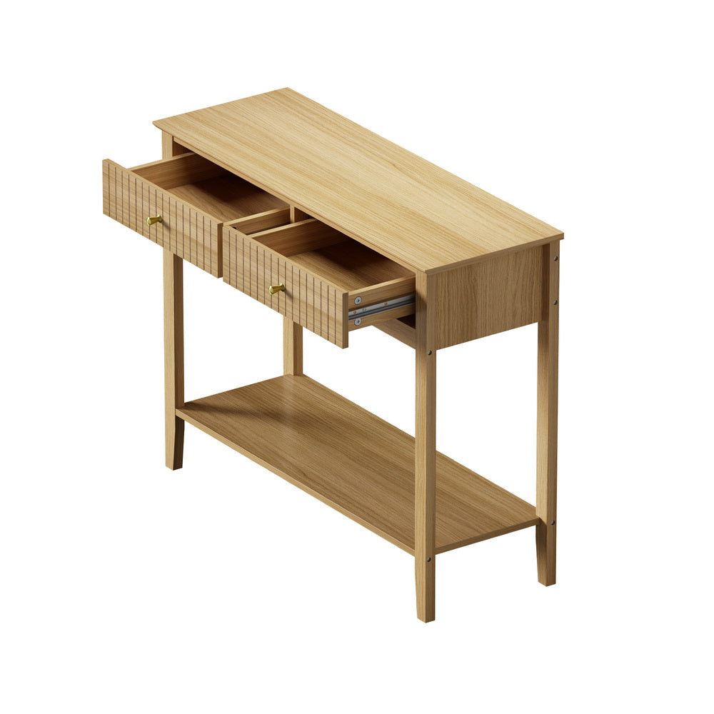 Oikiture 2-tier Console Table 100cm with 2 Storage Drawer-Console Table-PEROZ Accessories