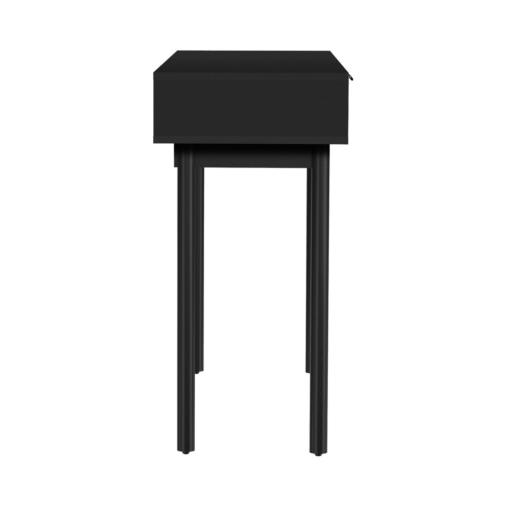 Oikiture Console Table, 100cm Entry Hallway Side Table with 2 Storage Drawer Display Desk Black-Console Tables-PEROZ Accessories