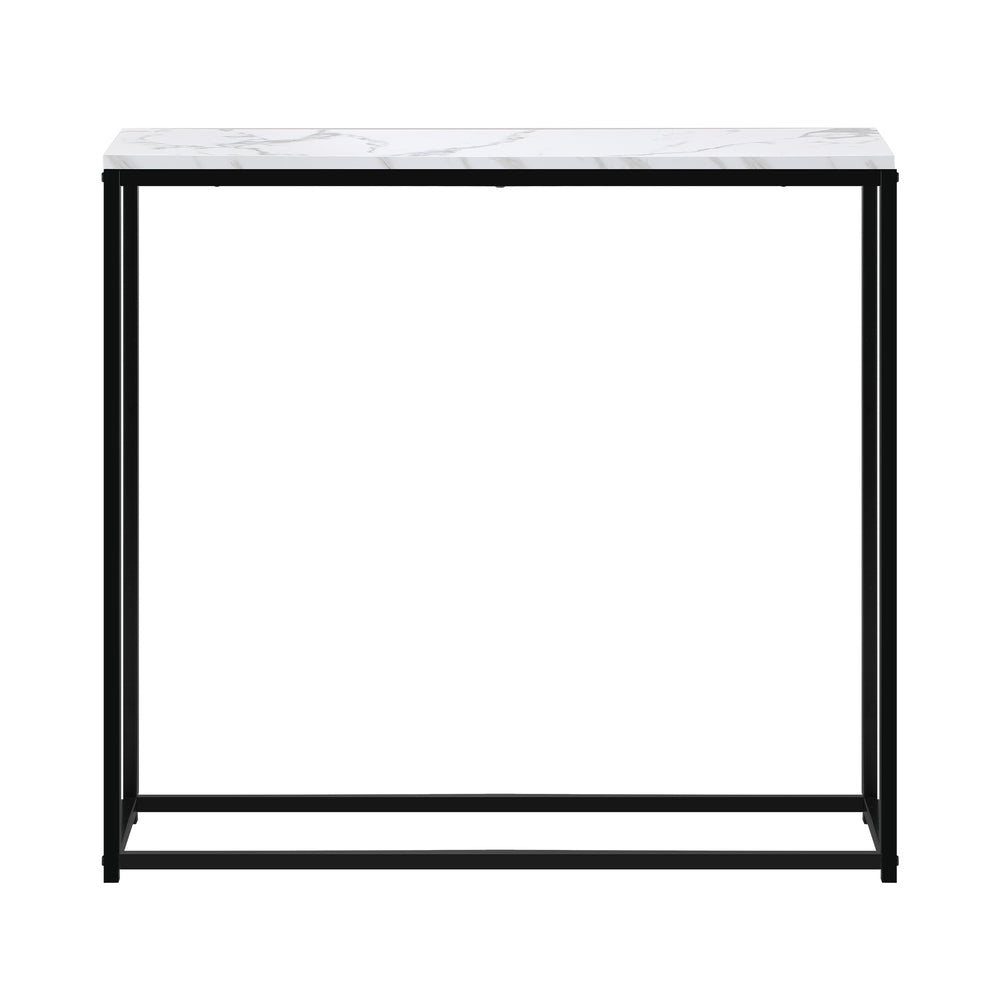 Oikiture Console Table Marble-look Iron Black&White-Console Tables-PEROZ Accessories