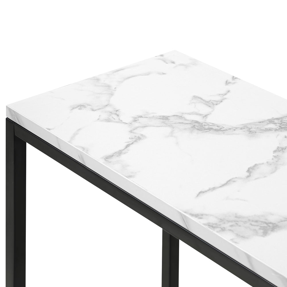 Oikiture Console Table Marble-look Iron Black&White-Console Tables-PEROZ Accessories