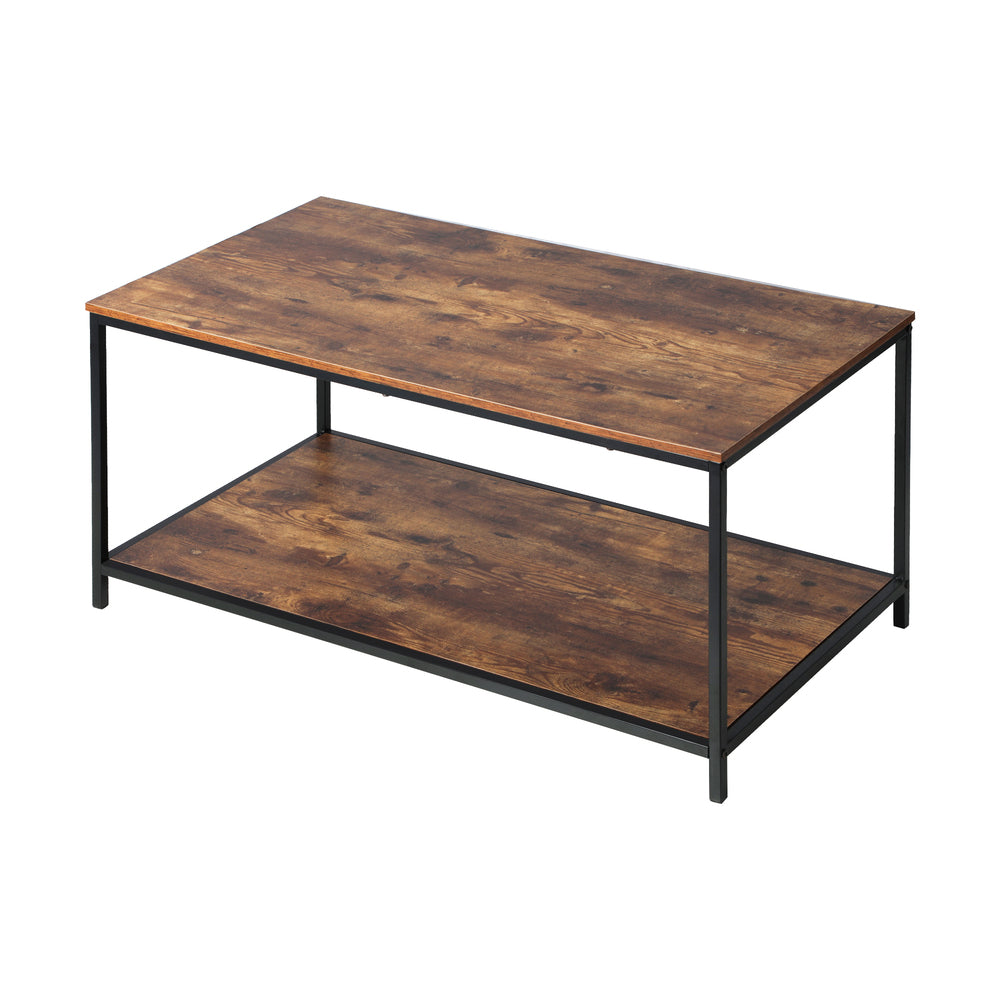 Oikiture Coffee Table Side Table Storage Rack Shelf 2-Tier Industrial Furniture-Coffee Tables-PEROZ Accessories