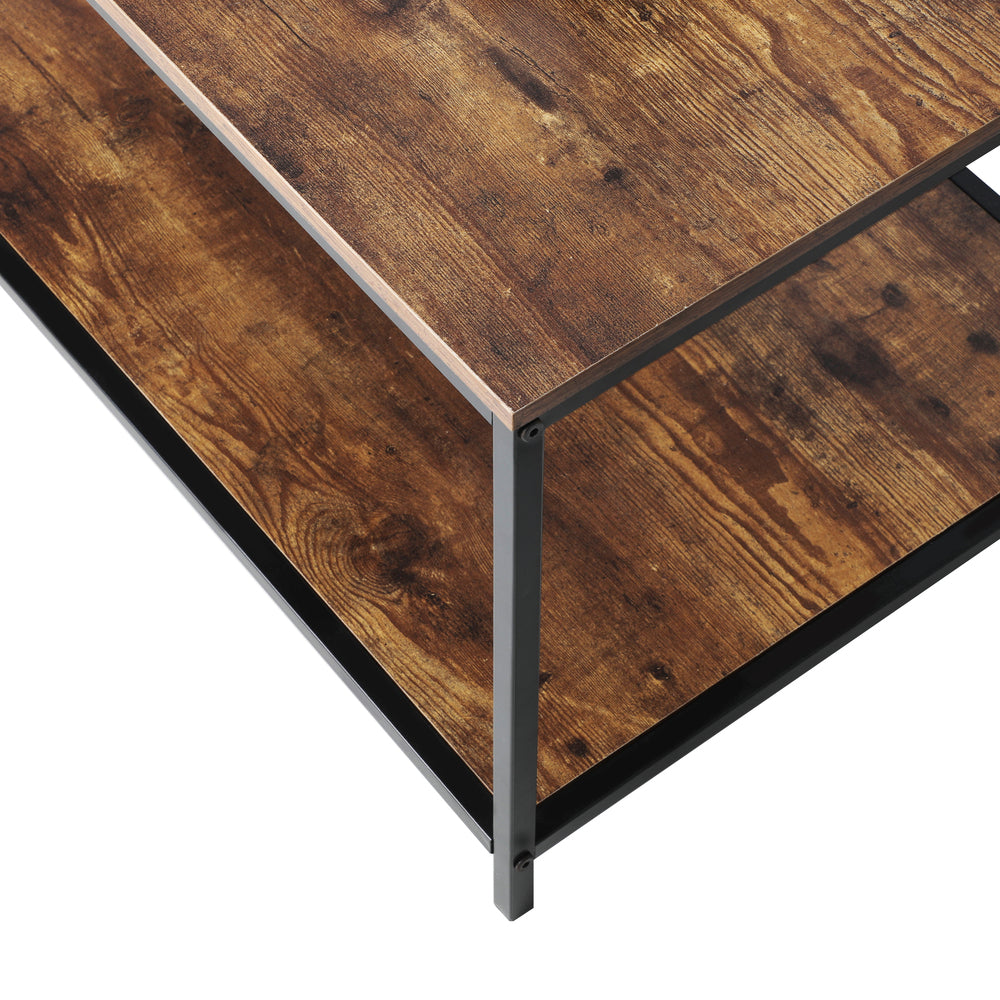 Oikiture Coffee Table Side Table Storage Rack Shelf 2-Tier Industrial Furniture-Coffee Tables-PEROZ Accessories