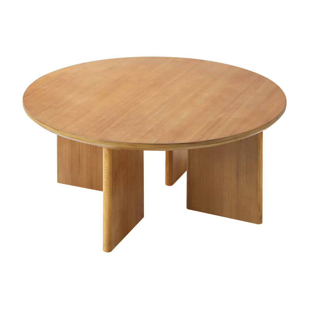 Oikiture Coffee Table Round Side End Tables Wooden Natural-Coffee Tables-PEROZ Accessories