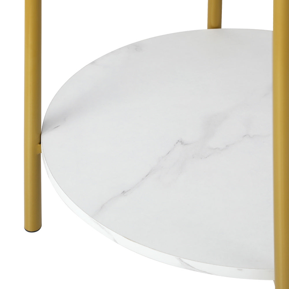 End Table, Oikiture Round Side Table Coffee Table 2 Tier Bedside Table-Bedside Tables-PEROZ Accessories