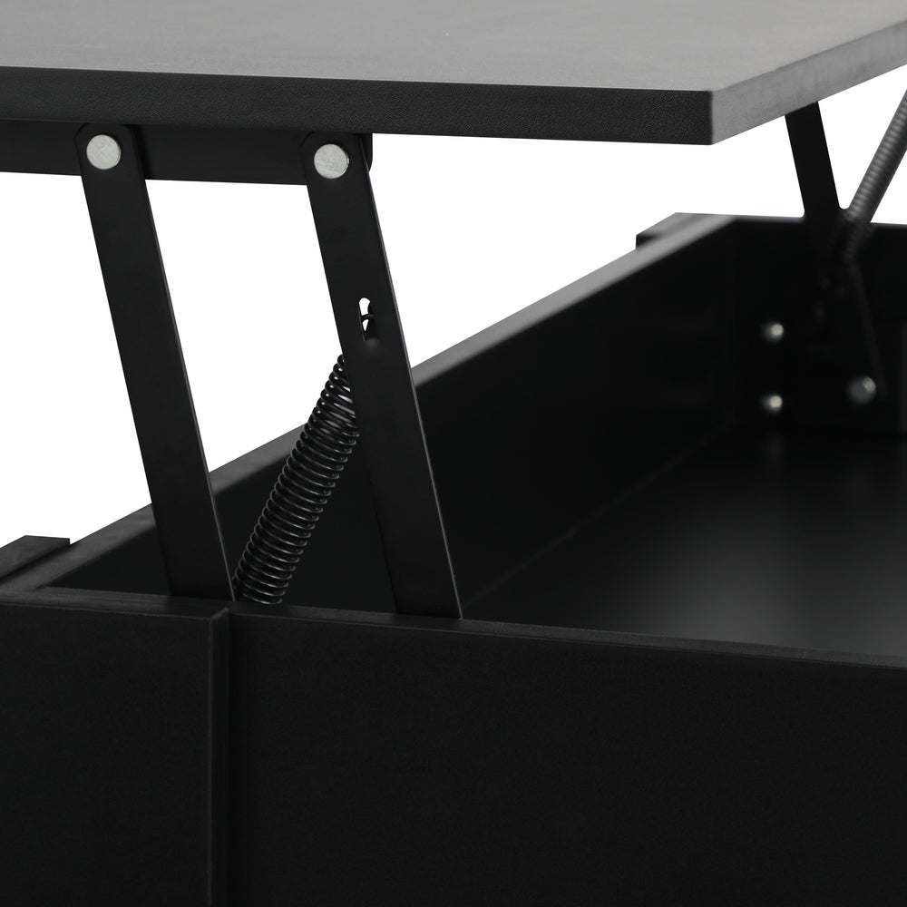 Oikiture Coffee Table with Lift Up Top and Storage Space, Wooden Side Table Black-Coffee Tables-PEROZ Accessories