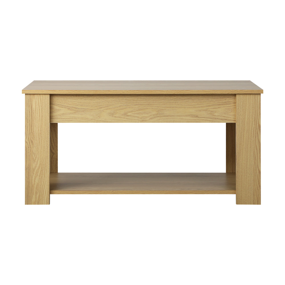 Oikiture Coffee Table with Lift Up Top and Storage Space, Wooden Side Table Beige-Coffee Tables-PEROZ Accessories