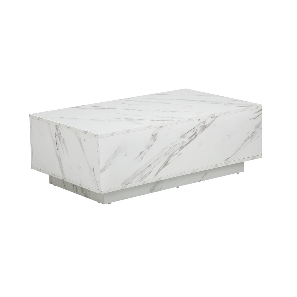 Oikiture Coffee Table Cafe Desk Marble Effect Wooden White-Coffee Table-PEROZ Accessories
