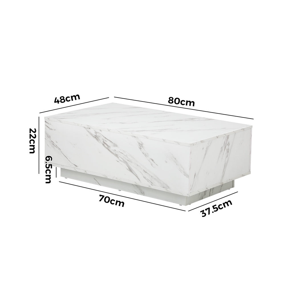 Oikiture Coffee Table Cafe Desk Marble Effect Wooden White-Coffee Table-PEROZ Accessories