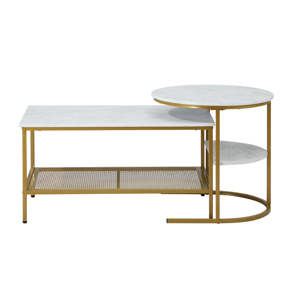 Oikiture Nesting Coffee Table Set of 2 Detachable Faux Marble Top-Coffee Table-PEROZ Accessories